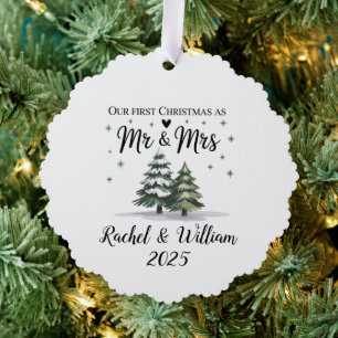 Personalisiertes Unser erstes Weihnachten als Paar Ornament Karte