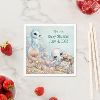 Personalisiertes Unter dem Meer Baby Shower Papier Serviette
