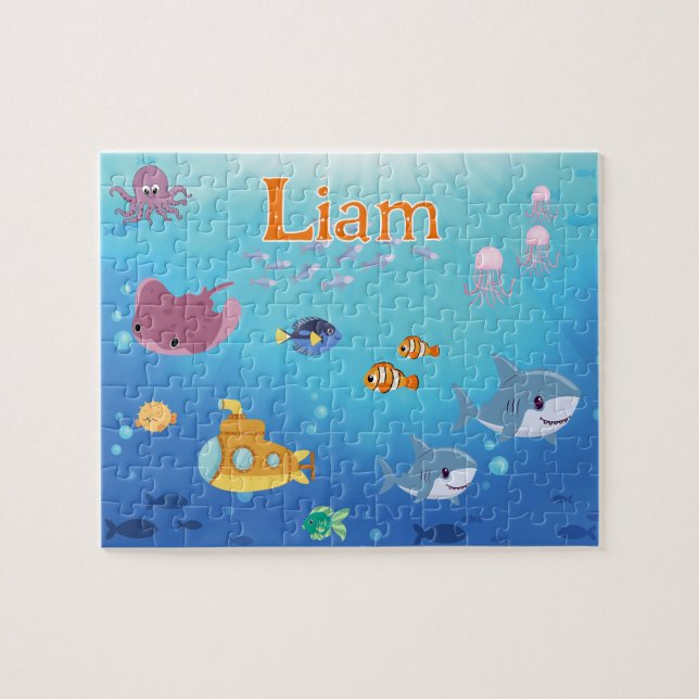 Personalisiertes Unter dem Meer Kindername-Puzzle  (Horizontal)