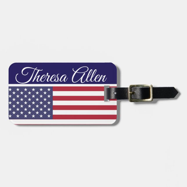 Personalisiertes US-Flagge-Gepäckanhänger Gepäckanhänger (Vorderseite horizontal)