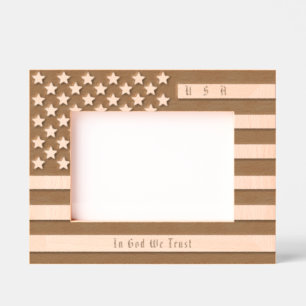 Personalisiertes US-Motto, amerikanische Flagge Geätzte Rahmen
