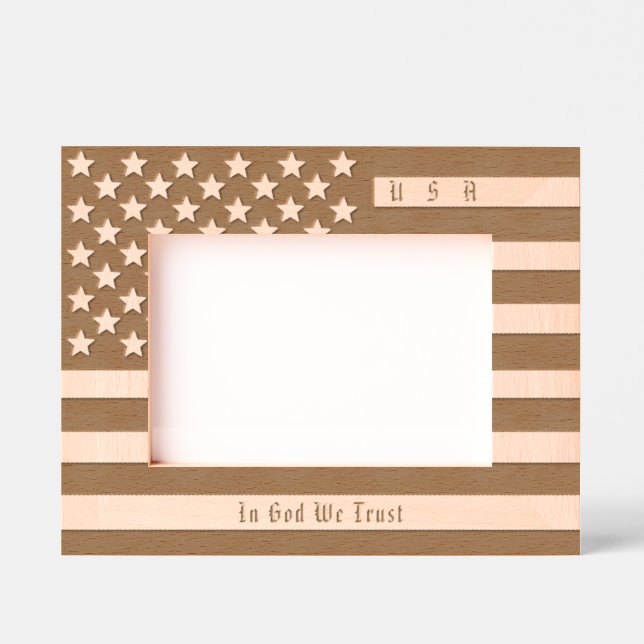 Personalisiertes US-Motto, amerikanische Flagge Geätzte Rahmen (Vorderseite)