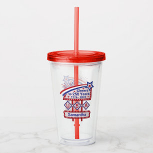 Personalisiertes USA 250 – Patriotische Retro-Leuc Acryltrinkbecher