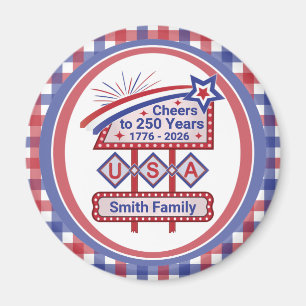 Personalisiertes USA 250 – Patriotisches Retro-Mar Magnet