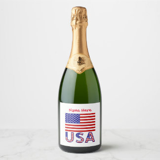 Personalisiertes USA-Flagge Sektetikett