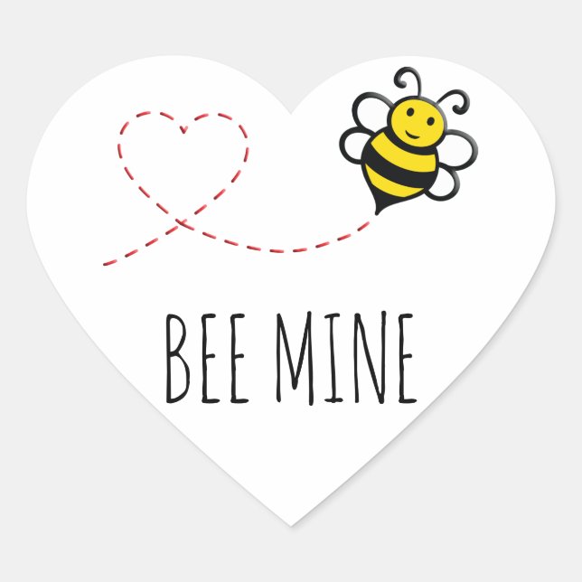 Personalisiertes Valentinangebot - Cartoon für Bie Herz-Aufkleber (Vorderseite)