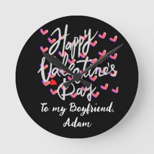 personalisiertes Valentinspaar Runde Wanduhr