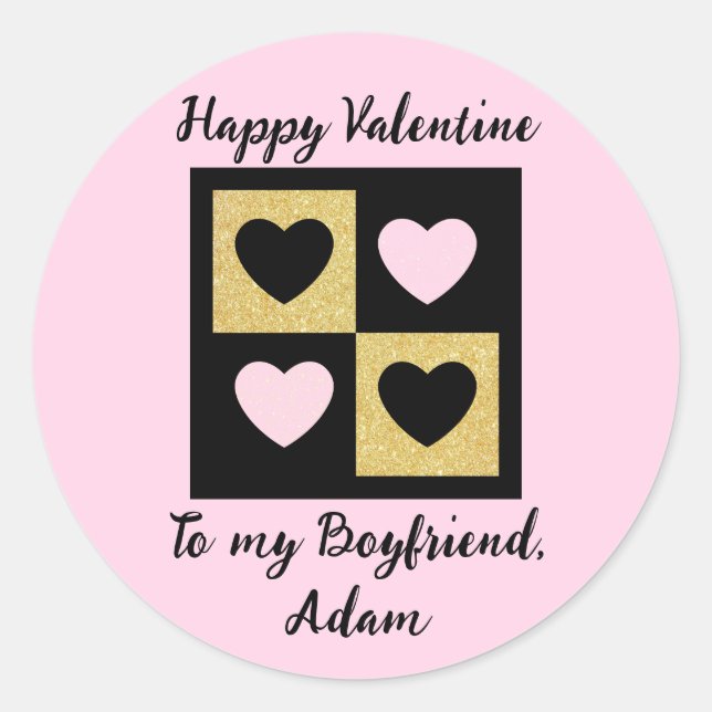personalisiertes Valentinspaar Runder Aufkleber (Vorderseite)