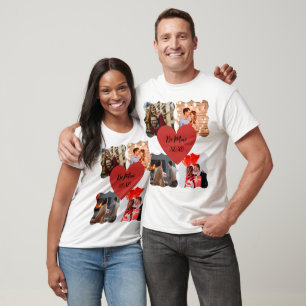 Personalisiertes Valentinstag Herz 4 Collage Foto T-Shirt