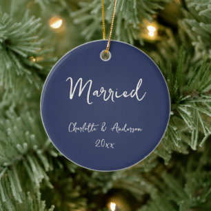 Personalisiertes verheiratetes Paar handgeschriebe Keramik Ornament