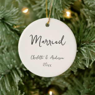 Personalisiertes verheiratetes Paar handgeschriebe Keramik Ornament