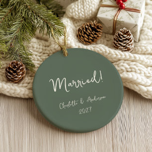 Personalisiertes verheiratetes Paar handgeschriebe Keramik Ornament