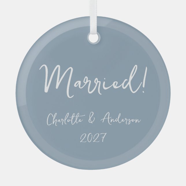 Personalisiertes Verheiratetes Paar Handgeschriebe Ornament Aus Glas (Vorderseite)