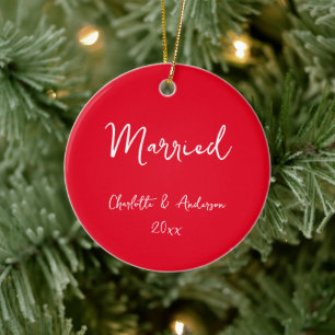 Personalisiertes verheiratetes Paar handschriftlic Keramik Ornament