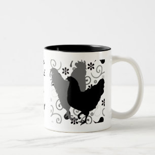 Personalisiertes verrücktes Huhn-schwarze u. wei Zweifarbige Tasse