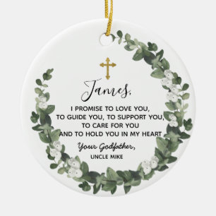 Personalisiertes Versprechen des Godvaters an die  Keramik Ornament