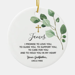 Personalisiertes Versprechen des Godvaters an Godc Keramik Ornament