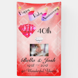 Personalisiertes vertikales 40. Hochzeitstag Banner