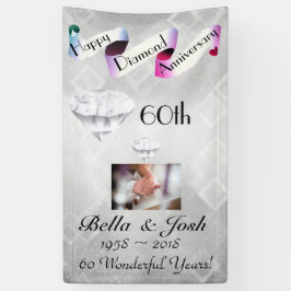 Personalisiertes vertikales 60. Hochzeitstag Banner