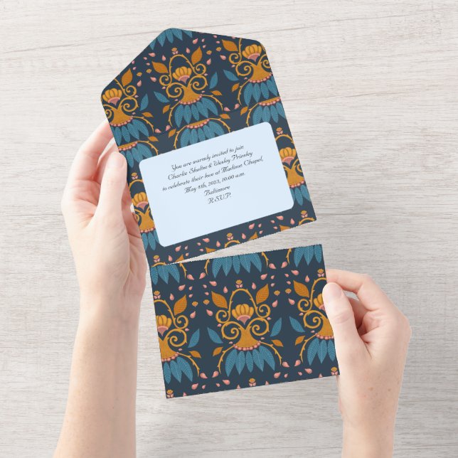 Personalisiertes Verziertes Muster Mittelalterlich All In One Einladung (Abreißen)