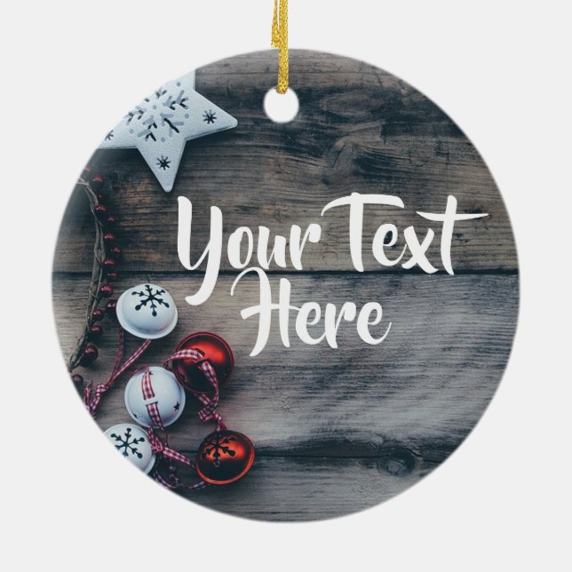 Personalisiertes Verzierungs-Weihnachten rustikal Keramik Ornament (Hinten)