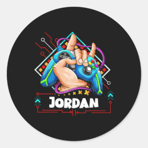 Personalisiertes Videospieldesign - Jungs mit Name Runder Aufkleber