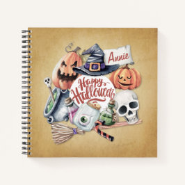 Personalisiertes Vintag Happy Halloween | Notizbuc Notizbuch
