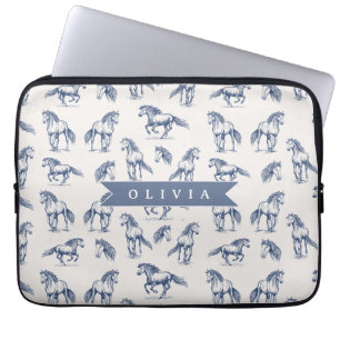 Personalisiertes Vintage Blaues Pferd Klassisches Laptopschutzhülle