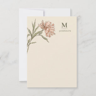 Personalisiertes Vintage-Blumen-Botanik-Monogramm Dankeskarte