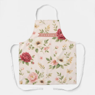 Personalisiertes Vintage-Blumen-Romantisches Namen Schürze