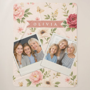 Personalisiertes Vintage-Blumen-Romantisches Namen Sherpadecke