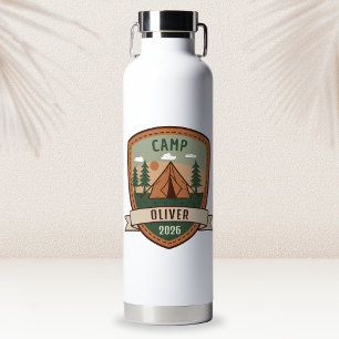 Personalisiertes Vintage-Camping-Abzeichen Trinkflasche