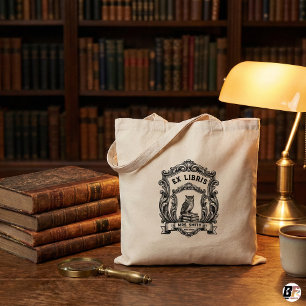 Personalisiertes Vintage-Ex-Libris-Uhu Dark Academ Tragetasche