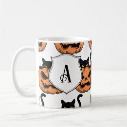 Personalisiertes Vintage-Halloween-Katzen-Spooky-M Kaffeetasse
