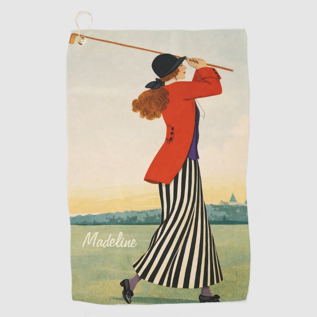 Personalisiertes Vintage Mode Golfhandtuch (Vorderseite)