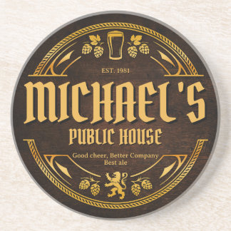 Personalisiertes Vintage-Pub-Schild aus rustikalem Getränkeuntersetzer