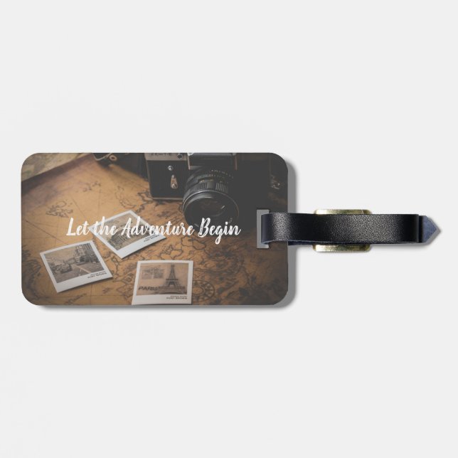 Personalisiertes Vintage Reisegepäck Gepäckanhänger (Rückseite horizontal)