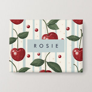 Personalisiertes Vintage Retro Rotkirschmuster Button