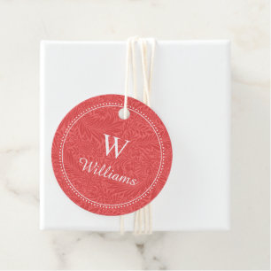 Personalisiertes Vintage-Rotes-Rittersporn-Blumenm Geschenkanhänger
