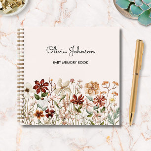 Personalisiertes Vintage-Wildblumen-Babygedenkbuch Notizbuch