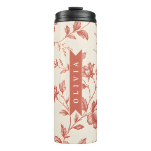 Personalisiertes vintage zartes florales Toile-Des Thermosbecher