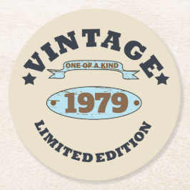 Personalisiertes Vintages 45. Geburtstagsgeschenk Runder Pappuntersetzer