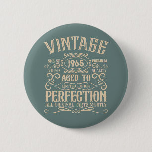 Personalisiertes Vintages 60. Geburtstag Whiskey T Button