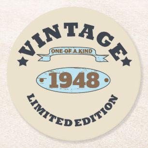 Personalisiertes Vintages 75. Geburtstagsgeschenk Runder Pappuntersetzer