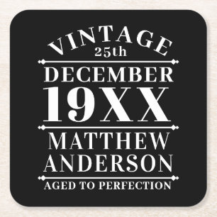Personalisiertes Vintages Alter bis zur Perfektion Rechteckiger Pappuntersetzer