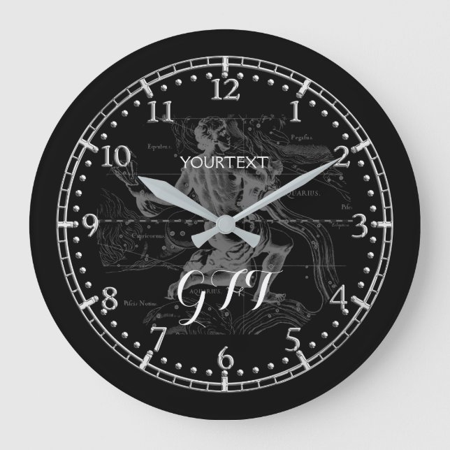 Personalisiertes Vintages Aquarius-Sternbild Große Wanduhr (Vorderseite)