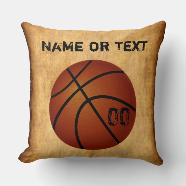 Personalisiertes Vintages Basketballthrow-Kissen Kissen (Vorderseite)