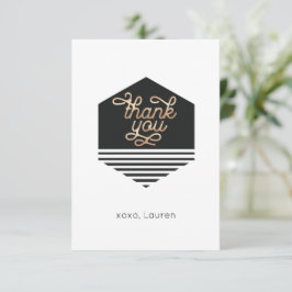Personalisiertes Vintages Black & Gold Flat Vielen Dankeskarte