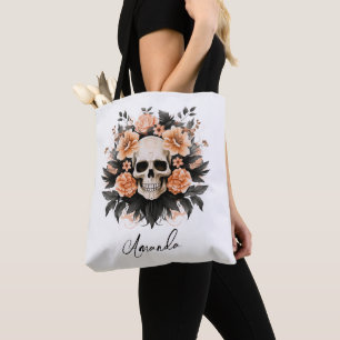 Personalisiertes Vintages BlumenHalloween Tasche