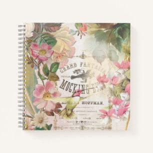 Personalisiertes Vintages Blumenschraubtier-Notebo Notizbuch